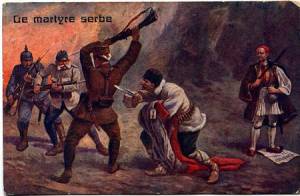 Карикатура која приказује положај Србије у Првом светском рату